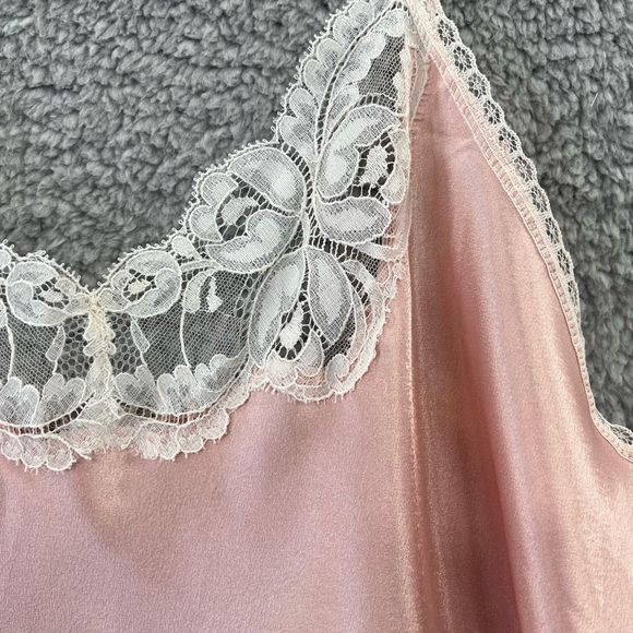 Vintage Light Pink Satin Slip Dress Lace Spaghetti Straps Size Small Coquette - Picture 5 of 9